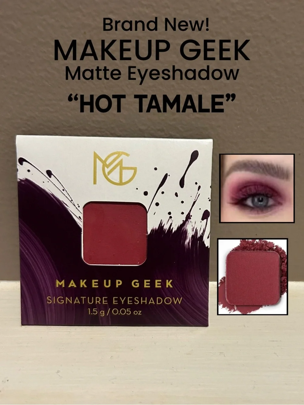 NWT Full Size MAKEUP GEEK Signature Matte Square Eyeshadow “HOT TAMALE”